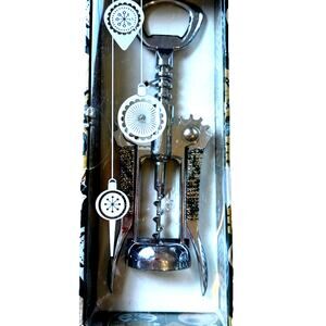 NEW Bling Beaded Winged Corkscrew Wine Opener Key Green Gold Xmas Gift Idea